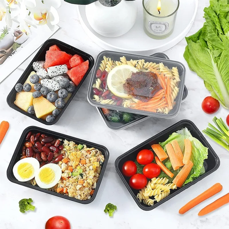 Meal Prep Kit - 1-100 قطعة حاويات الطعام السوداء القابل