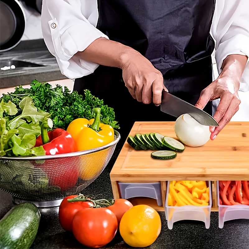 Meal Prep For Cutting - لوح تقطيع من الخيزران مع حاويات
