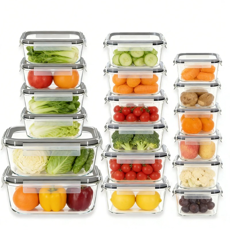 Meal Prep Kits - مجموعة من 18 حاوية زجاجية لتخزين