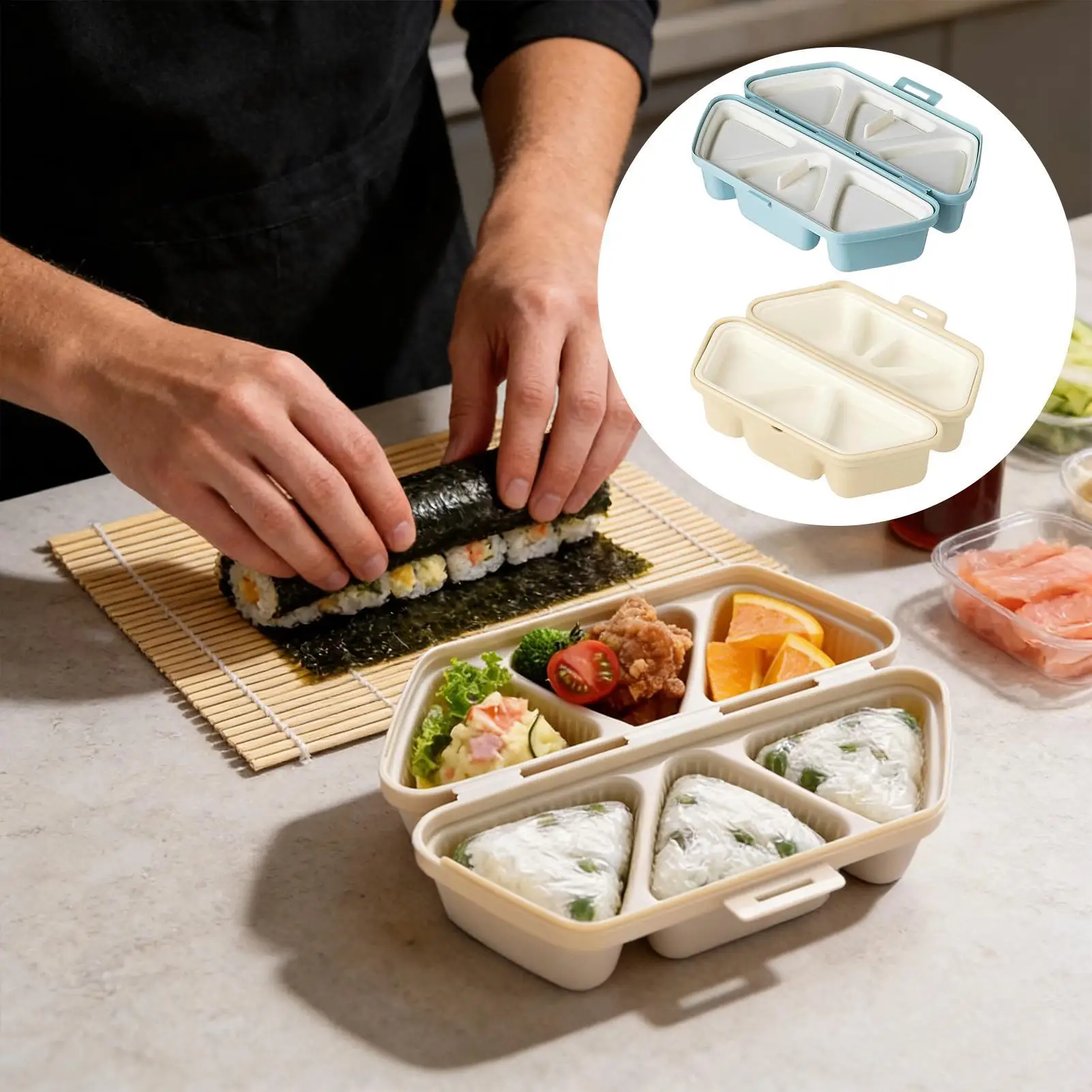 Meal Prep Rice - قالب صنع السوشي بـ 6 تجاويف،